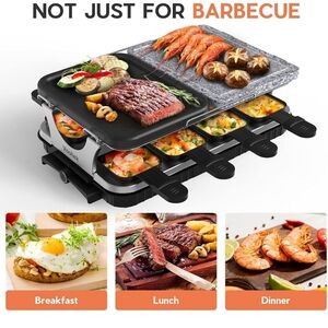 Black Electric Grill with Stone Plate